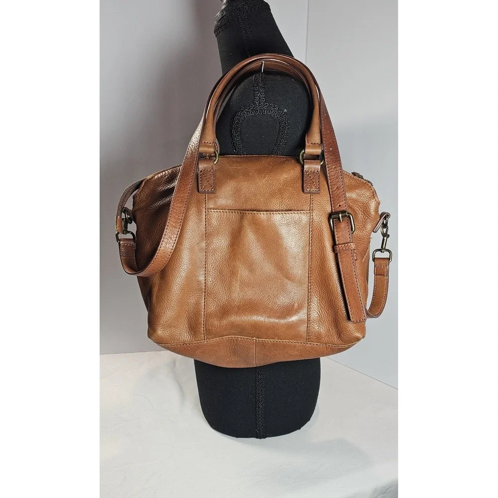 American Leather Co. Cognac Carrie Leather Dome Satchel Bag Soft Leather Zip Top